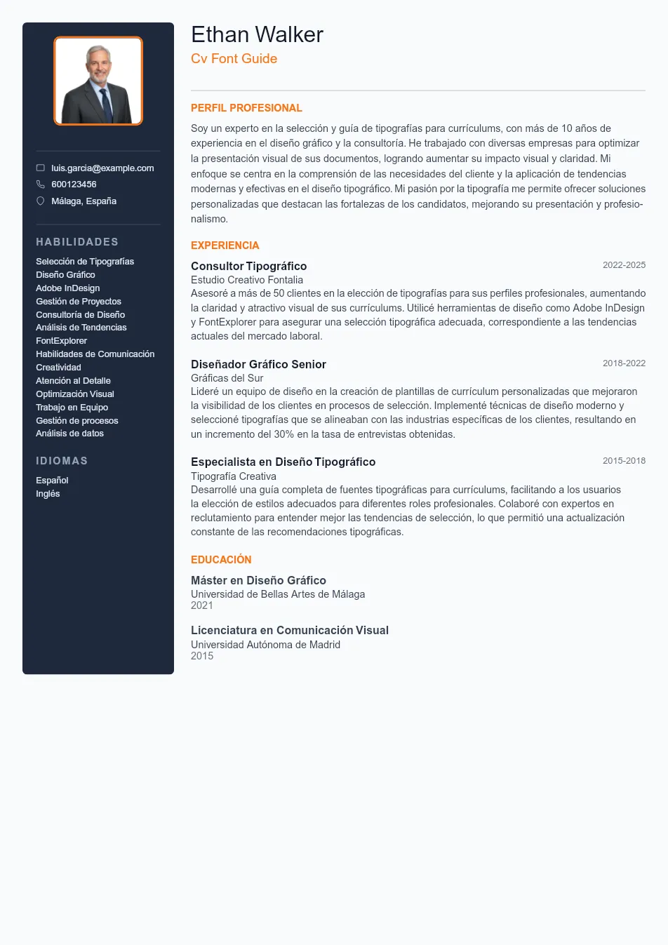 Ejemplo de CV para Guía Completa de Tipografía para tu CV - Plantilla de currículum profesional